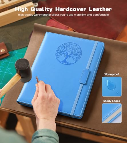 Biuwory Leather Journal Notebook,256 Thick Lined Pages,Hardcover 5.7"×8.3" - color: Light blue, size: Lined-256 Pages (5.7"×8.3")