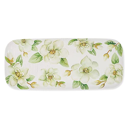 UP Magnolia Melamine Serving Tray, 15 x 6.5 Inch Rectangular Serving Platter, BPA Free Food Tray for Party Entertaining - color: Magnolia