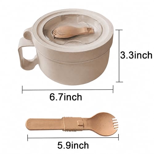 Microwave Soup Mugs with Lids,28.7oz Microwave Ramen Bowl with Lid,Improved Easy-Grip Design for On-the-Go - Holds Soup, Rice, Cereal & More - BPA-Free(Beige) - color: Beige