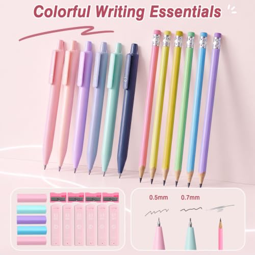 MoKo Pencil Case with Supplies, 59Pcs Aesthetic School Set, Pink - color: Pink-59P