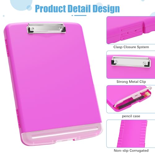 Hongri Clipboard with Storage with Pencil Case, 8.5 x 11 Storage Clip Board - color: Light Red