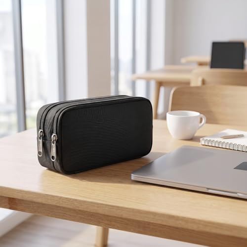 Della Gao Large Pencil Case, Big Capacity Pencil Pouch with 2 Compartments - color: DellaGao-WJ001BK