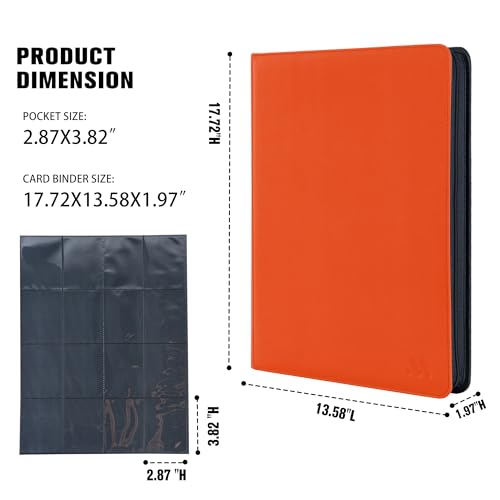 16 Pocket Trading Card Binder,Holds 1024 Standard-Size Card - color: Orange
