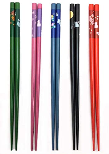 JapanBargain 3644, Bamboo Chopsticks Reusable Japanese Chinese Korean Chopsticks Set Wood Chop Sticks Hair Sticks 5 Pair Gift Set Dishwasher Safe, 9 inch, 4 Packs