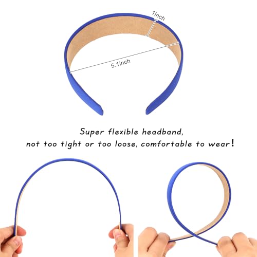 Wecoe 10 Pack Satin Headbands 1 Inch Wide Red Black Green Purple Brown Blue Headband Women Girls Non Slip Fashion Hair Bands Diy Costume Hair Accessories Women Girls Diademas Coreanas Para Mujer - color: Multi-color H