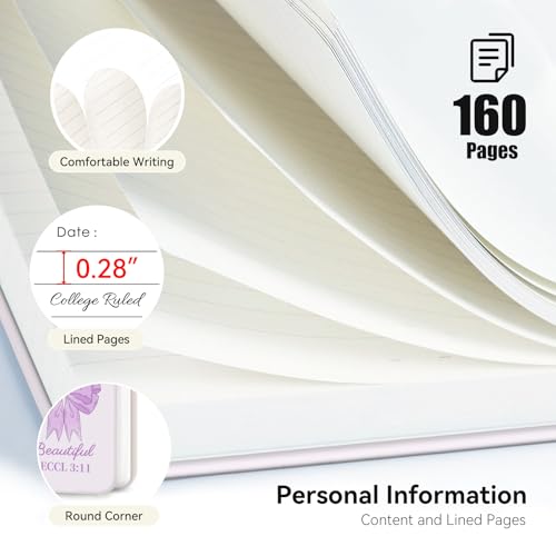Lined Spiral Journal Notebook for Work A5, 160 Pages, Purple Bow - color: Bow Purple