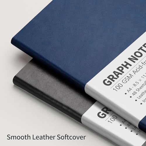 RETTACY Graph Grid Paper Notebook, 96 Pages, A4 Large Size (8.5'' x 11'') - color: Navy Blue, style: Grid