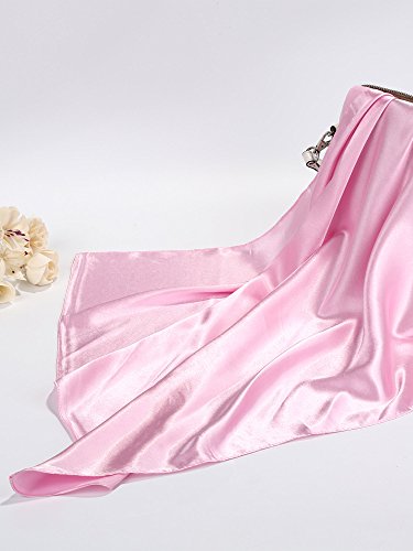 SATINIOR Square Neck Scarf Women - color: Pink, size: 23.6 x 23.6 inches