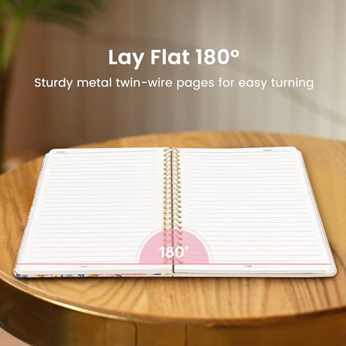 Taja Spiral Lined Journal for Women, Pretty Hardcover Journal Notebook, A5 - color: M-Pink Garden
