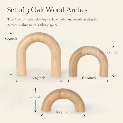 3 Pieces Wood Arch Decor, Wooden Coffee Table Accents, Neutral Home Aesthetic Bookshelf Decoration, Desk Objects, Natural Modern Boho Decor for Living Room Entryway - color: Natural