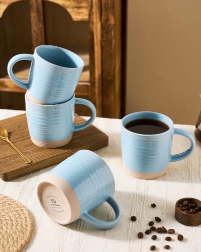 famiware Coffee Mugs Set of 6, 13 oz Mug Set, Ceramic Cup Set with Handle - color: Constellation- Ice Blue, size: 6 Count (Pack of 1)