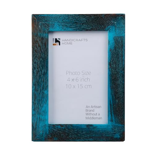Handicrafts Home Handmade Turq Wood Picture Frame Vintage Home Decor, 6x4 - color: DRIFTWOOD-SKYE, size: 4X6