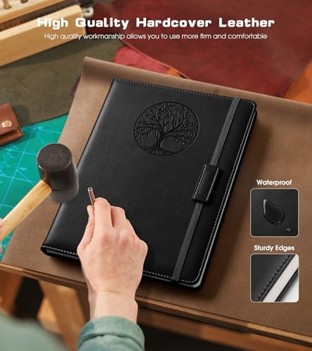 Biuwory Leather Journal Notebook,256 Thick Lined Pages,Hardcover 5.7"×8.3" - color: Black, size: Lined-256 Pages (5.7"×8.3")