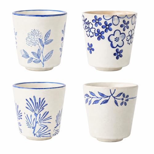 Japanese Style small tea cups set, Ceramic Espresso Cups, Cortado cups - color: Floral Pattern
