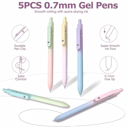 56 PCS Aesthetic School Supplies with Large Pencil Case, 5 Inspirational Ballpoint Pens, 12 Pastel Highlighters, 5 Black Ink Gel Pens, 6 Mechanical Pencils 0.5-0.7mm College Student Essentials(purple) - color: Purple