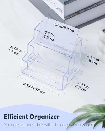 Uniclife 2 Pack Acrylic Business Card Holder for Desk, 180 Card Capacity - color: 3 Slot, size: 2 Pack