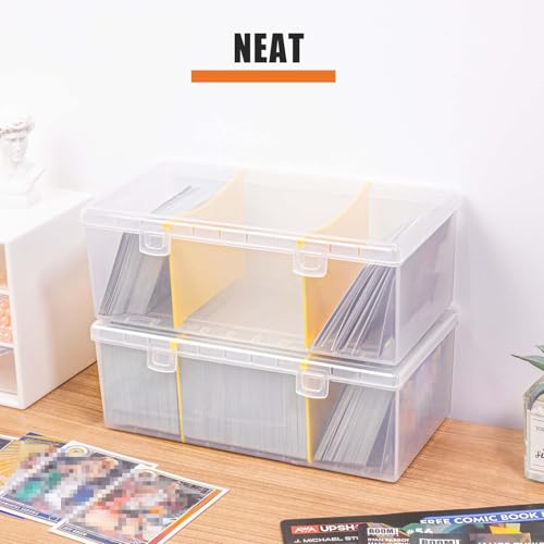 tutata 400 Count Plastic Trading Card Storage Box with Dividers, Baseball Card Storage Box, Sports Cards Holder Organizer - 1 PACK