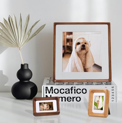 2.5x3.5 Mini Polaroid Picture Frame, USA-Sourced Natural Walnut Wood with Real Glass, Handcrafted Rounded Corners, Matted to 2x3 Photo, Gallery Wall and Tabletop Display - color: Walnut, size: 2.5X3.5