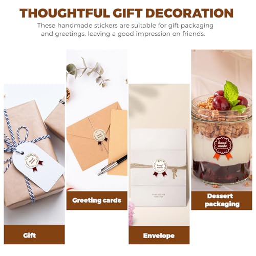 LELE LIFE 900 Handmade Stickers, 3 Styles, 300pcs Each, 2.8x3.5cm/1.1x1.4in, Paper, Rectangular, Perfect for Baked Goods Packaging