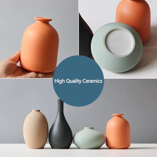 Vase Set of 4 with Dried Flower for Shelf Home Decor Matte Ceramic - size: Vase Set 4 - with Dried Flower