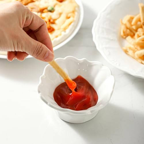 UIBFCWN 3.3oz White Dipping Bowl Set of 16, 3.7inch Ceramic Soy Sauce Dishes, Small Pinch Bowls for Condiment Sushi Olive Oil Ketchup, Dipping Sauce Cups/Bowls/Dishes for Kitchen - size: 3.3 oz/3.7 in Square-16 Pack