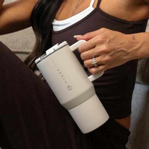 HydroJug Coffee Traveler 20oz Ceramic-Lined Mug with Handle, Linen - color: Linen