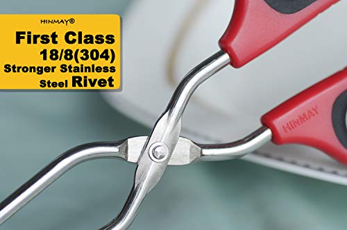 HINMAY Stainless Steel Scissor Tongs 10-Inch and 12-Inch Set, Set of 2 - color: Red Handle, size: 10-Inch + 12-Inch