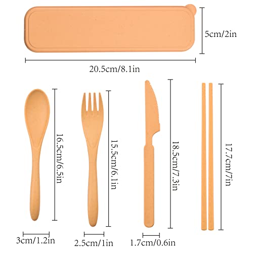 Zoyiancy 4 Sets Cutlery Set, Reusable Spoon Knife Fork Chopsticks Lunch Box - color: Standard, 4 Colors