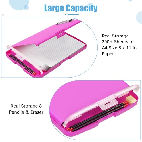 Hongri Clipboard with Storage with Pencil Case, 8.5 x 11 Storage Clip Board - color: Light Red