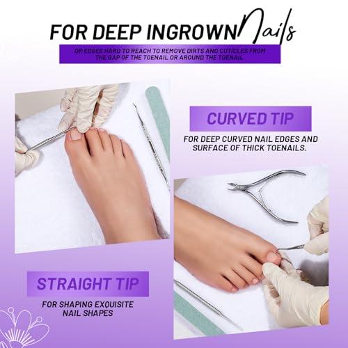 FANDAMEI Nail Care Kit, Nail Buffers and Files, Nail Cuticle Tools Kit, Nail Manicure Tools, Finger Nail File Set, Nail Buffer Block, Nail Cuticle Nippers, Ingrown Toenail Tools, Nail Care Tool Kit - color: Purple