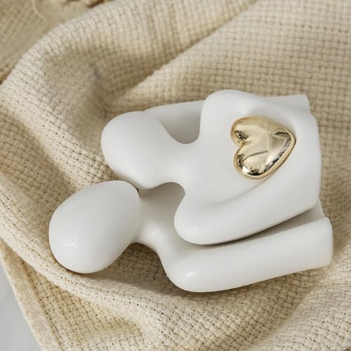 Hugging Couple Statue Ceramic Lover Figurine Home Decor is a Romantic Gift for Her on Wedding Anniversary and Valentines, TV Stand Decoration Knick Knacks for Shelves (M) - size: M-4.7in