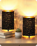 Black Table Lamps Set of 2, 8.1" Small Bedside Lamps Set of 2 - color: Black