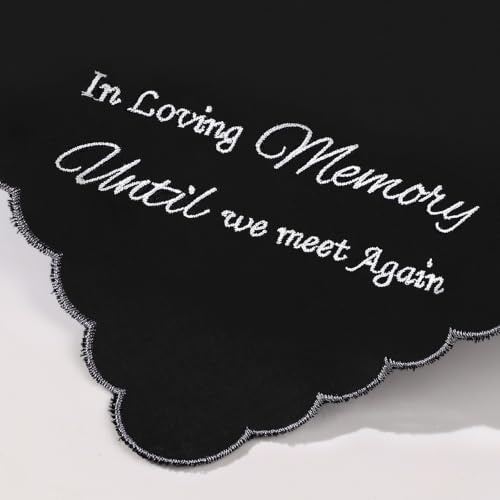 GREATEE Black Embroidered Funeral Handkerchiefs for Women Soft Cotton 11" - color: In Loving Memory