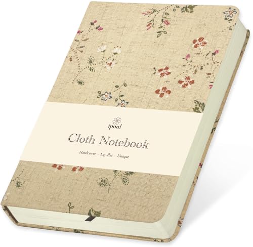Floral Linen Journal, Similar Embroidered, Small Notebooks 5x7, Lay Flat Sketchbook, B6 Notebook, Hardcover, Lined & Unlined Notebook, Apricot - color: B6-Floral Apricot