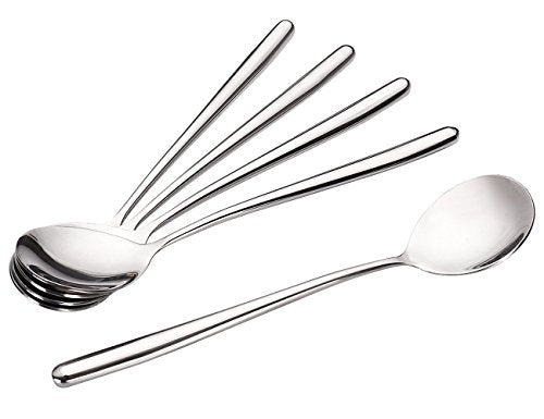 Miupoo Korean Soup Spoons Stainless Steel Long Handle Tablespoon Pack of 5 - size: 7.8x1.6 inches