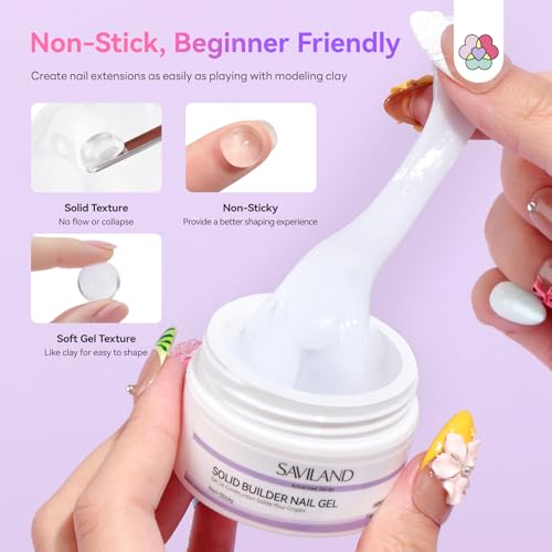 SAVILAND Non-Stick Solid Builder Nail Gel, Clear & White Sculpting Gel - color: Clear&White
