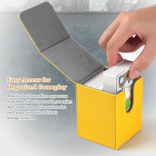 Arkeiliy MTG Deck Box 110+ Storage Sleeved Cards for Magic Commander - color: Yellow