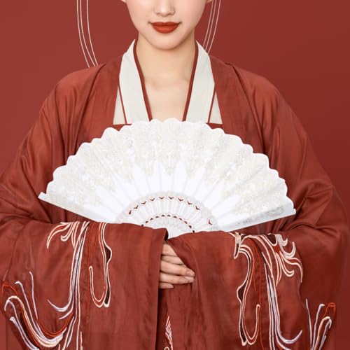 Chinese Style Folding Fan For Weddings And Festivals Foldable Fan Portable Decoration Festival Performance Stage Props Decoration(white) - color: White