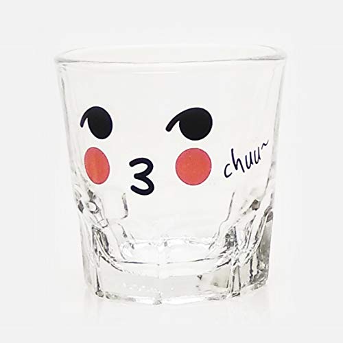 LENITH] Korean Soju Shot Glasses Sets, 1.7 oz, Character Clear Glass, Heart Shaped Glass for Whiskey,Tequila and Liquor. (Characters) - color: Characters