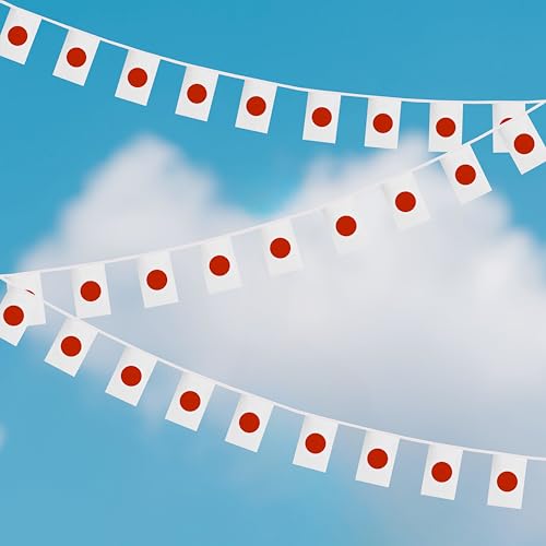100 Feet Japan String Flag, 76 Pcs Japanese Banner Flag, Small Mini World Banner Flags for Sports Events, Bars Decorations, School Festivals, Party Decorations, Celebrations (Japan) - color: Japan