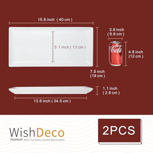 WishDeco Large Serving Platter Set of 2, Long Ceramic Serving Tray 16 Inch - size: 16 inch