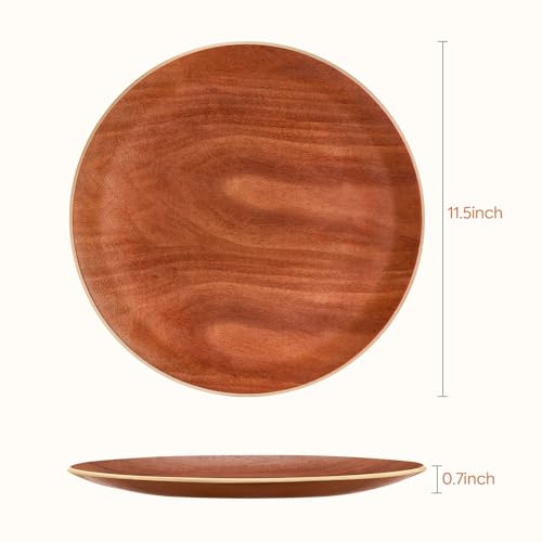 Yangbaga Acacia Wood Serving Tray: Round Decorative Tray for Home Decor - color: Wood
