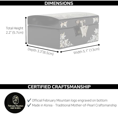February Mountain Mother of Pearl Small Jewelry Ring Box - Gifts for best friends women, Thank you gifts, mom birthday gifts, Friendship Women Gifts Trinkets Keepsake Treasure box (Red_Crane) - color: Red_Crane