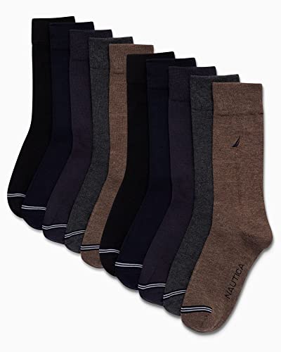 Nautica Mens Dress Socks Comfort Stretch Business Formal Crew Socks 10 Pack - color: Assorted