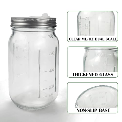 32 oz Mason Jar Fermentation Kit, 2 Pack Fermentation Jars, Fermentation Lids, Fermenting Weights and Airlocks, Complete Fermenting Kit for Making and Storing Sauerkraut（Pack of 2）