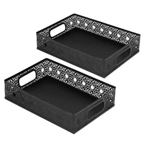 Desk Organizer Tray, 2Pack Office Metal A4 Letter Paper Tray Storage Basket