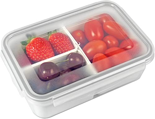 carrotez 3 Compartment (Asymmetrical) Food Container - 4.64 Cup (1100ml) - color: White, size: 3 Compartment (4.64 Cup)
