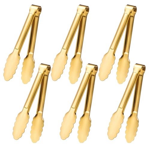 Gold Serving Tongs, 6-Pack 7-Inch Stainless Steel Buffet Tongs - size: 7inch
