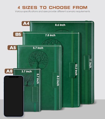 Biuwory A6 Leather Pocket Notebook, 140 Lined Pages Hardcover Small Journal - color: Green, size: Lined-140 Pages (3.7"×5.7")