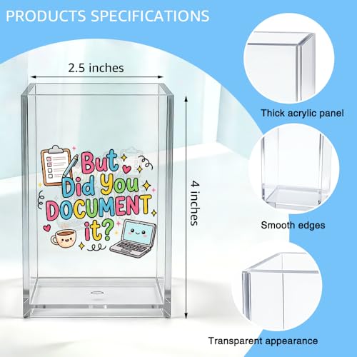 But Did You Document It Acrylic Organizer Pencil Pen Holder, Funny Desk Organizer Pen Holder, HR Work Desk Decor, Humor Office Accessory Gifts for HR Coworker Boss Employee IT Professional - color: Clear 4